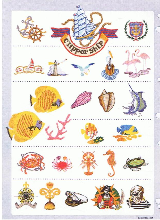 BROTHER NO.19 MEMORY CARD' NAUTICAL DESIGNS' FOR EMBROIDERY MACHINES